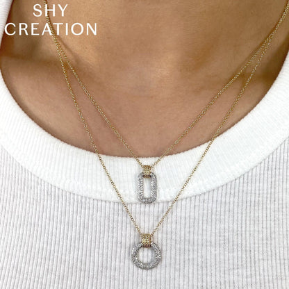 14kY/W .19cttw Diamond Pave Necklace SC55024422