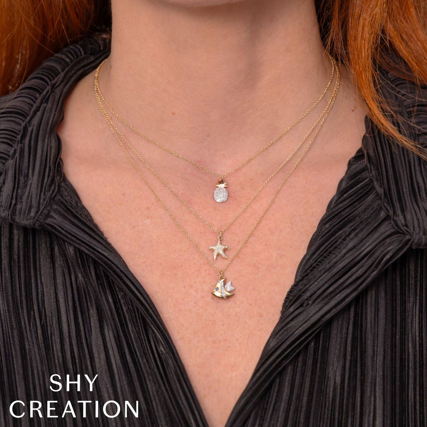14kY .15cttw Diamond Starfish Necklace SC55027421