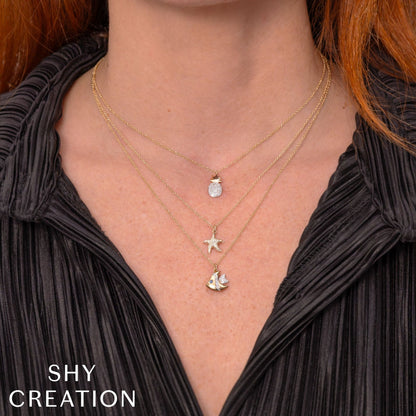 14kY .15cttw Diamond Starfish Necklace SC55027421
