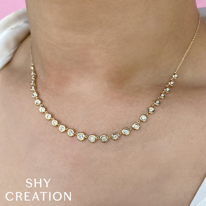14kY .60cttw Diamond Bezel Necklace SC55025632