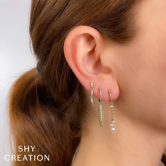 14kR .07cttw Diamond & Pearl Earring SC55025694
