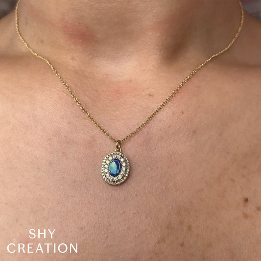 14kW .60ct Opal .25cttw Diamond Necklace SC55026029
