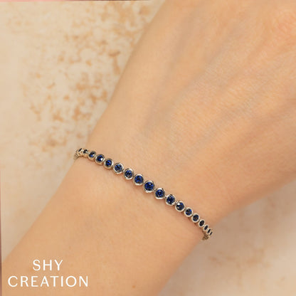 14kY 2.21cttw Blue Sapphire Bezel Bracelet SC55026562 - 7"