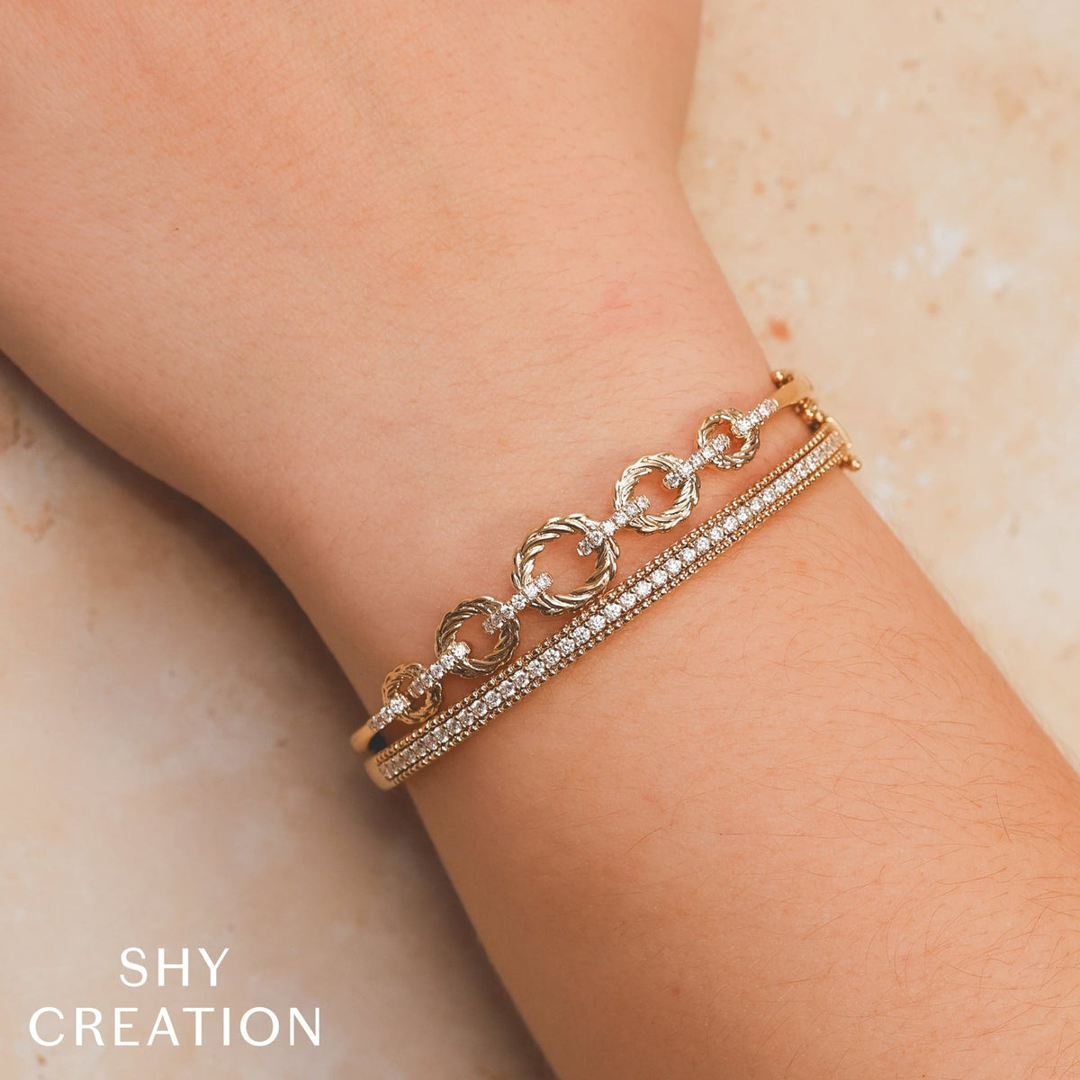 14kY 0.93cttw Diamond Beaded Bracelet SC55026604ZM