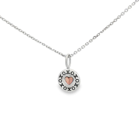 SS/RG Round XOXO Pendant