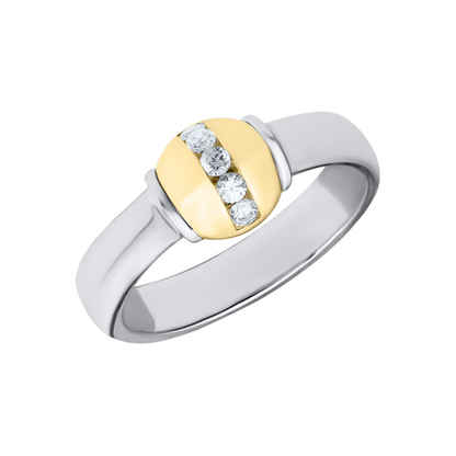 SS/YG .14cttw Diamond Bead Ring ZF5634-5
