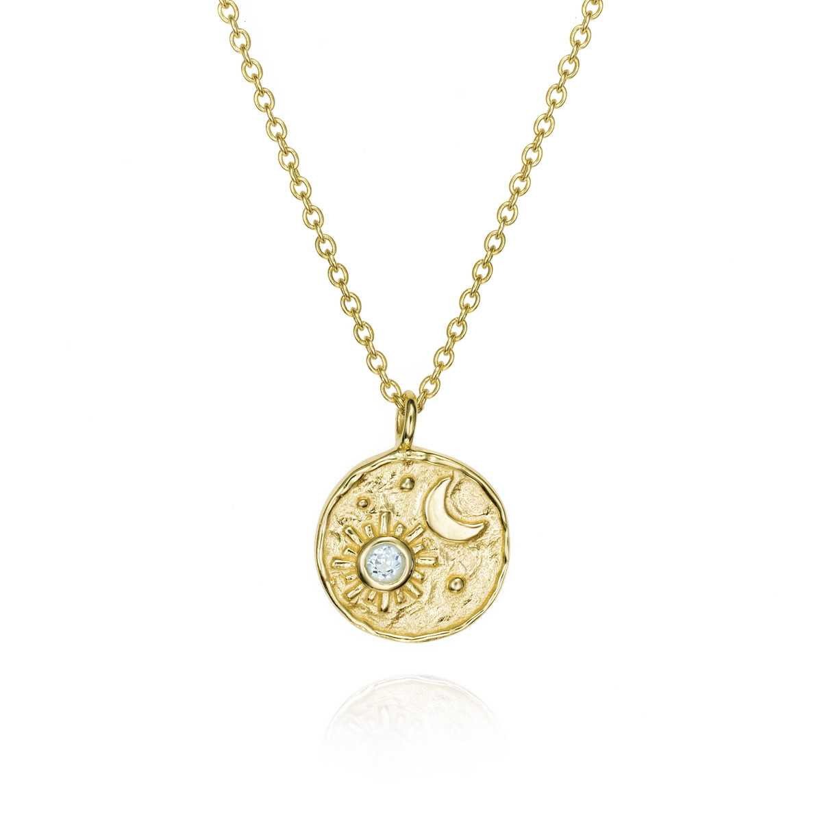 18k Vermeil Blue Topaz Luna Necklace CL29-31/OBT