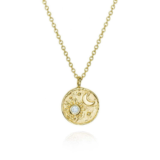18k Vermeil Blue Topaz Luna Necklace CL29 - 31/OBT