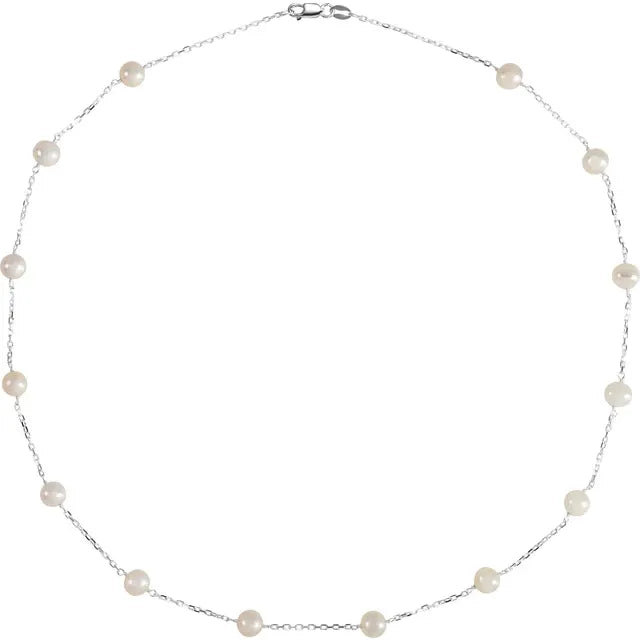 SS Freshwater Pearl Station Necklace CH350-18