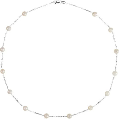 SS Freshwater Pearl Station Necklace CH350-18