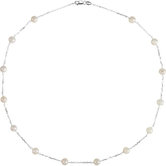 SS Freshwater Pearl Station Necklace CH350-18