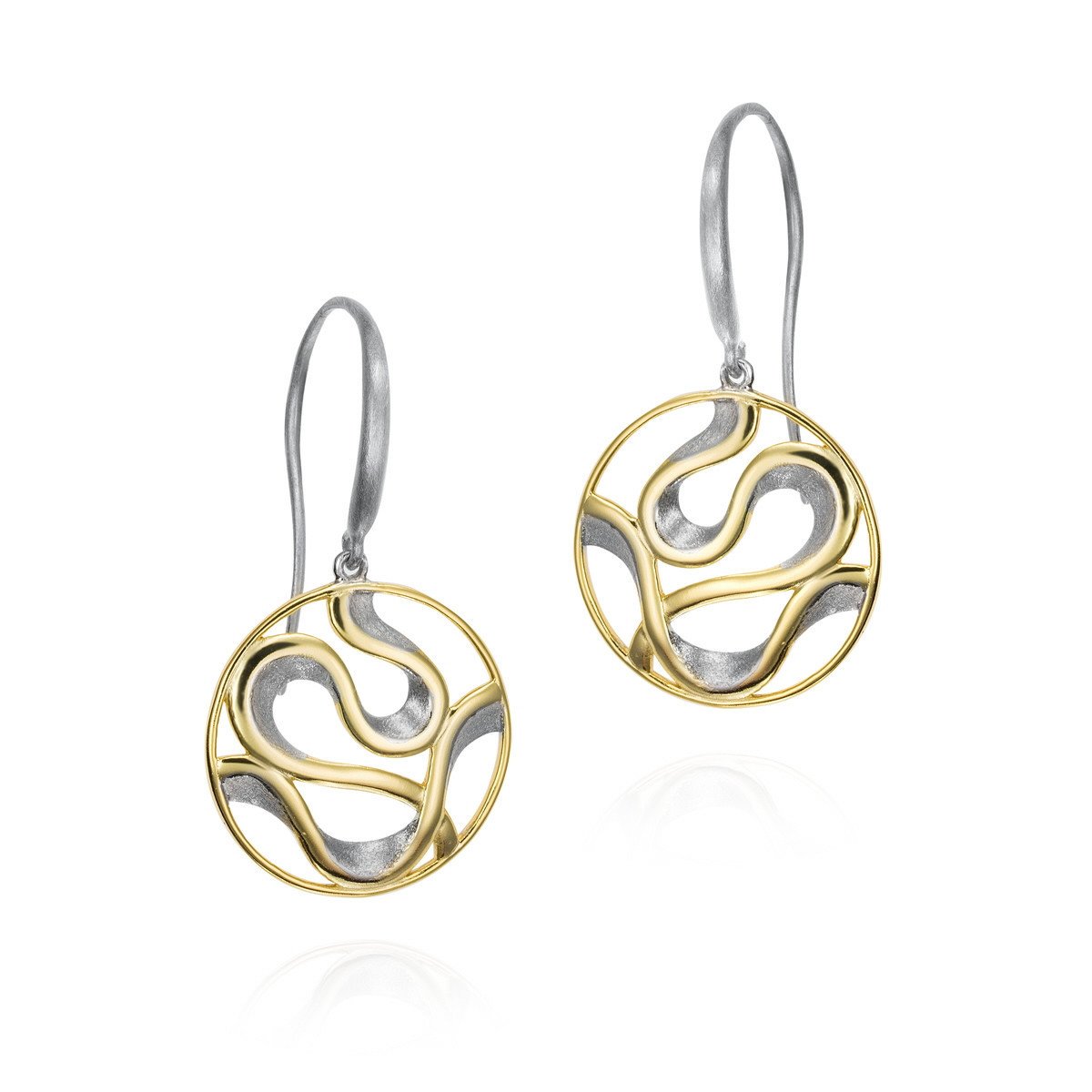 SS/18k Vermeil Ribbon Dangle Earring PE20 - 7753/O