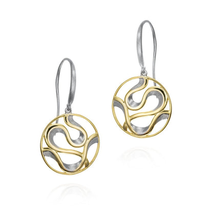 SS/18k Vermeil Ribbon Dangle Earring PE20 - 7753/O