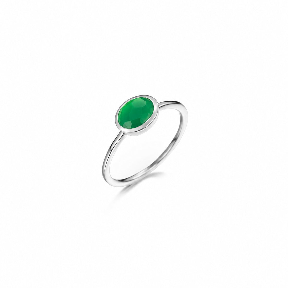 SS Green Onyx 6mm Bezel Ring A29 - 28/HOV14