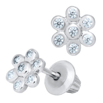 SS White CZ Flower Earring ES440