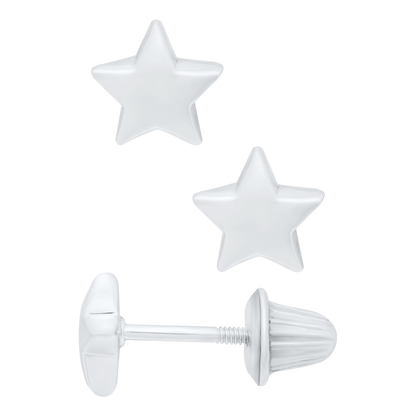 SS Domed Star Earring ES508