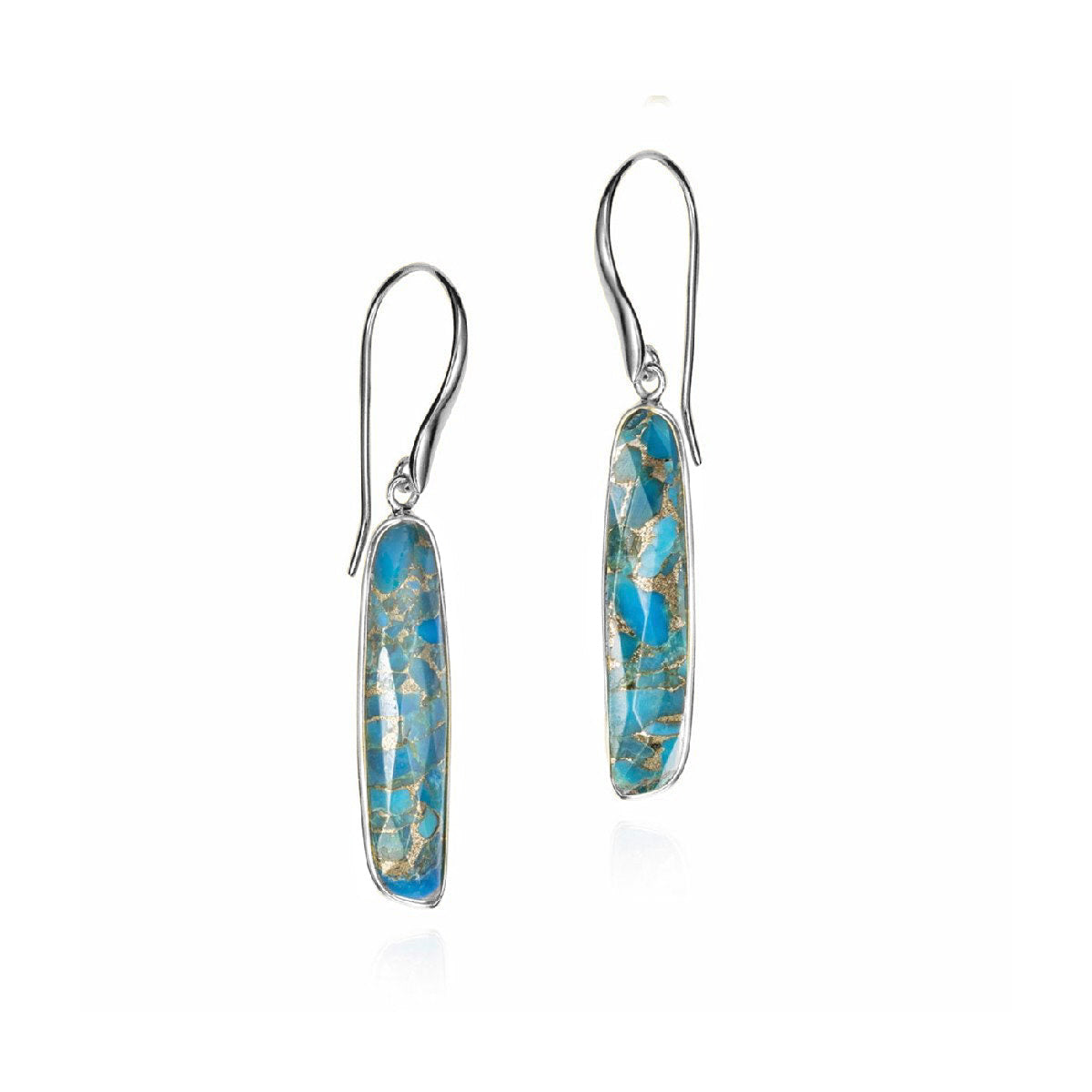 SS Turquoise Atlas Dangle Earring PE29 - 4257/HTQ