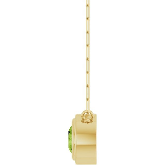 14kY 4mm Peridot Bezel Paperclip Necklace 88688