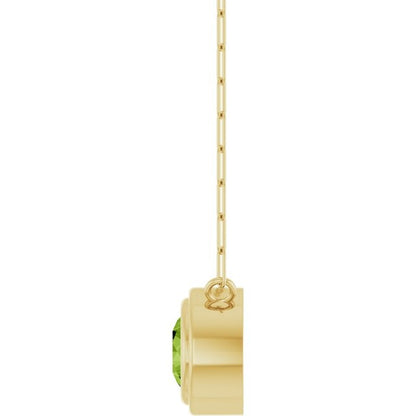 14kY 4mm Peridot Bezel Paperclip Necklace 88688
