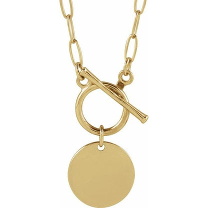 14kY Round Disc Toggle Necklace 88593