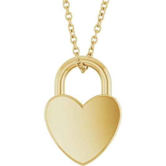 14kY 14.9x10.5mm Heart Lock Necklace 87595