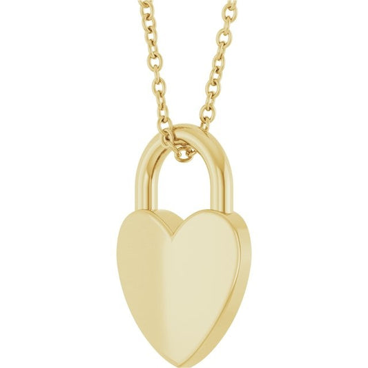 14kY 14.9x10.5mm Heart Lock Necklace 87595