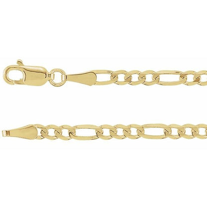 14kY 3mm Figaro Chain Bracelet CH9 - 8"