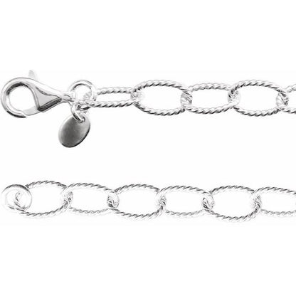 SS 6mm Knurled Cable Chain Bracelet CH1064 - 7"
