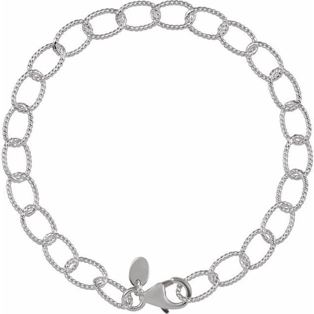 SS 6mm Knurled Cable Chain Bracelet CH1064 - 7"
