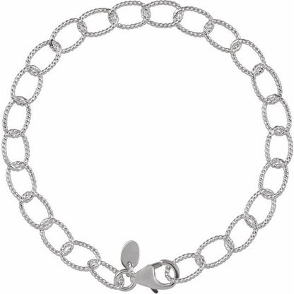 SS 6mm Knurled Cable Chain Bracelet CH1064 - 7"