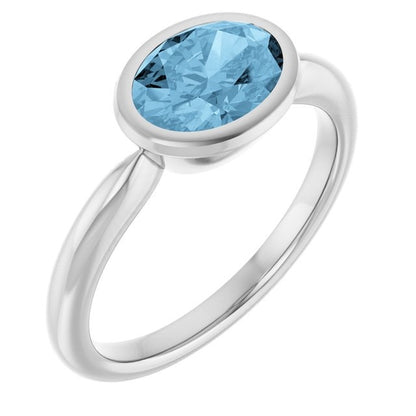 14kW 8x6mm Swiss Blue Topaz Bezel Ring 72021