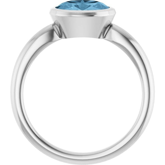 14kW 8x6mm Swiss Blue Topaz Bezel Ring 72021