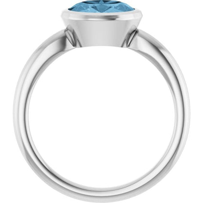 14kW 8x6mm Swiss Blue Topaz Bezel Ring 72021