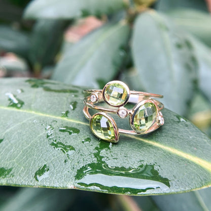 14kY 2.45ct Peridot .05ct Dia Ring D5676