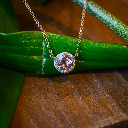 14kR .75ct Morganite & .07ct Diamond Neck NK4616K45MO