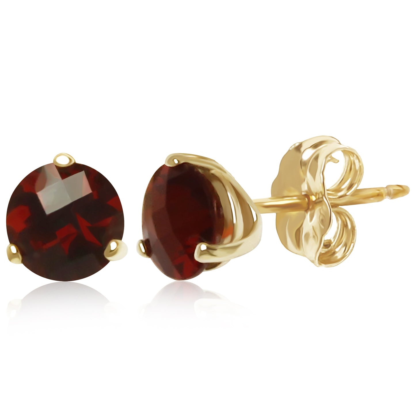 14kY 6mm Garnet Stud 01/814-01