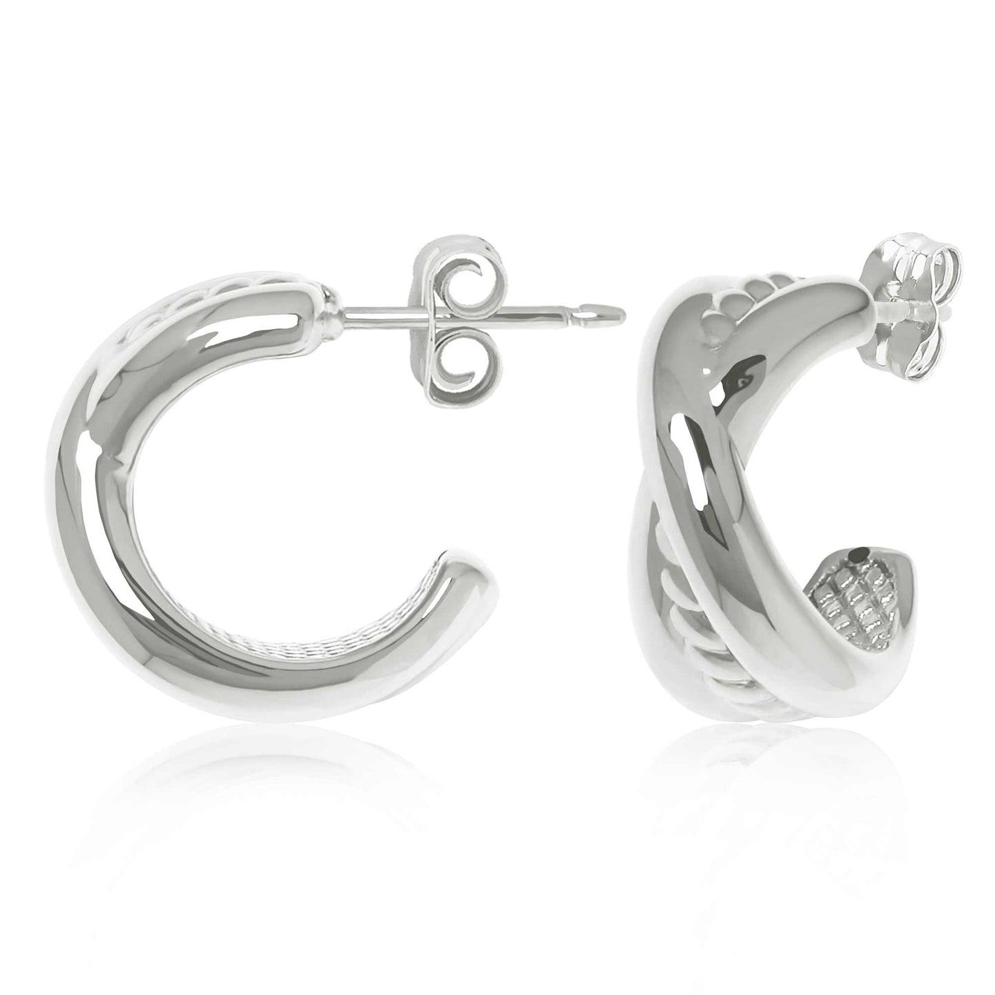 SS Twist/Polish "X" Half Hoop 71/3415