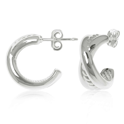 SS Twist/Polish "X" Half Hoop 71/3415