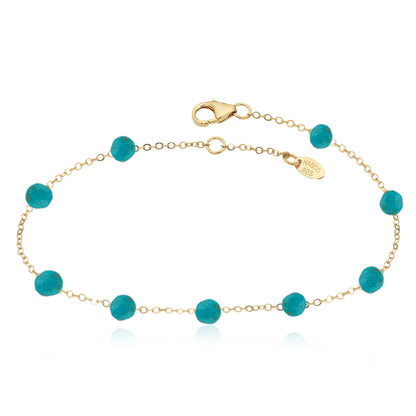 14kY 4mm Turquoise Bead Bracelet 9025977TQ-7"