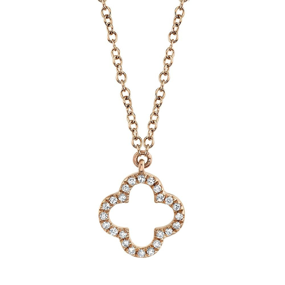 14kR .08cttw Diamond Clover Necklace SC55019619