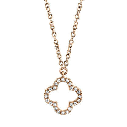 14kR .08cttw Diamond Clover Necklace SC55019619