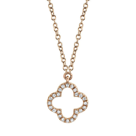 14kR .08cttw Diamond Clover Necklace SC55019619