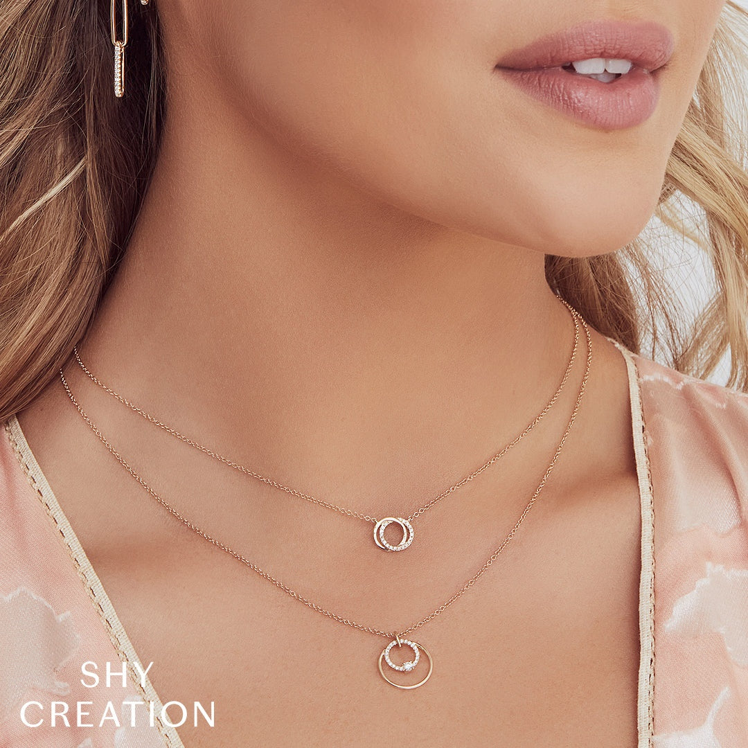 14kW .07cttw Dia Knot Circle Necklace SC55009637-15-18