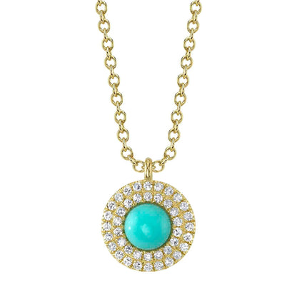 14kY .30ct Turquoise & .09cttw Diamond Necklace SC55026982