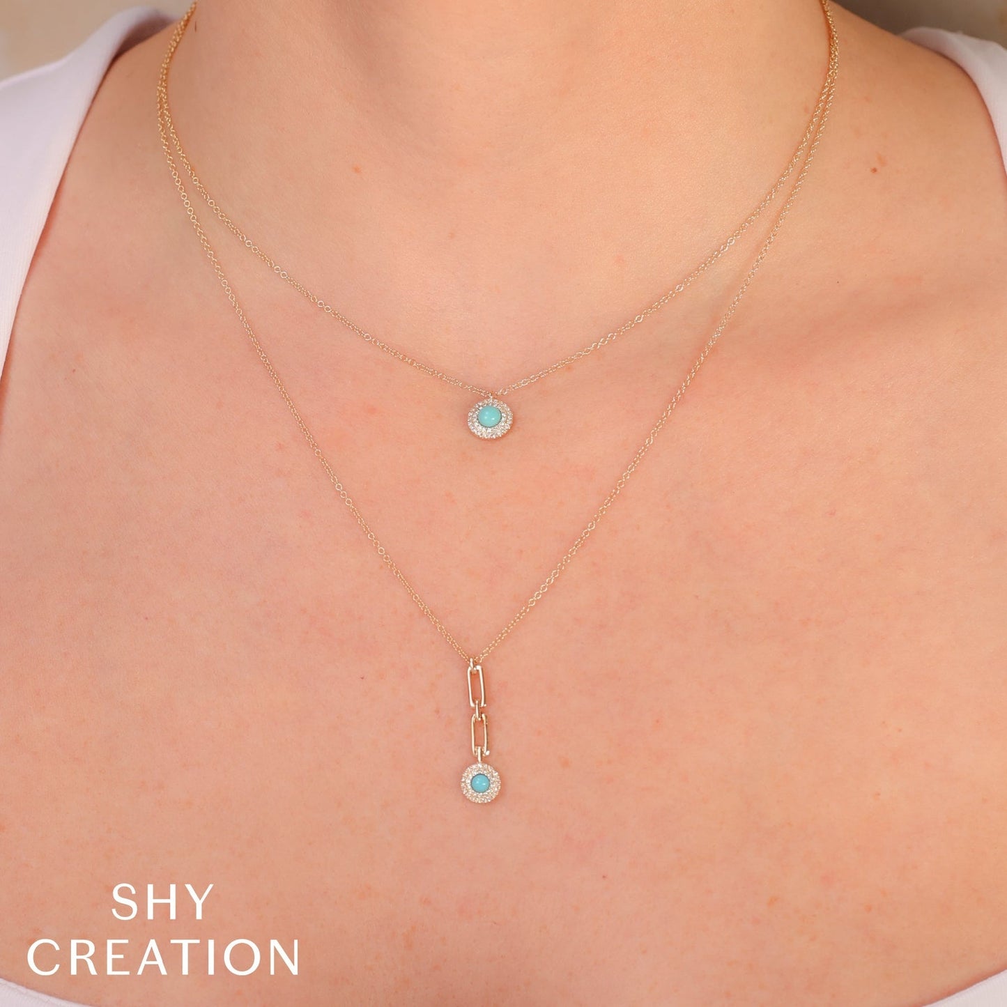 14kY .30ct Turquoise & .09cttw Diamond Necklace SC55026982