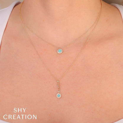 14kY .30ct Turquoise & .09cttw Diamond Necklace SC55026982