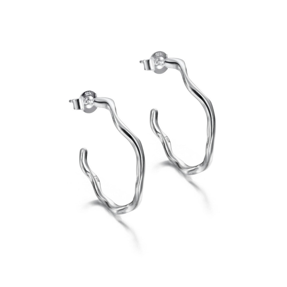 SS Irregular Half Hoop Earring PE129-1205