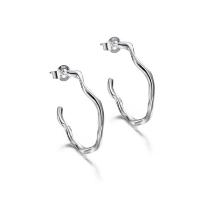 SS Irregular Half Hoop Earring PE129-1205