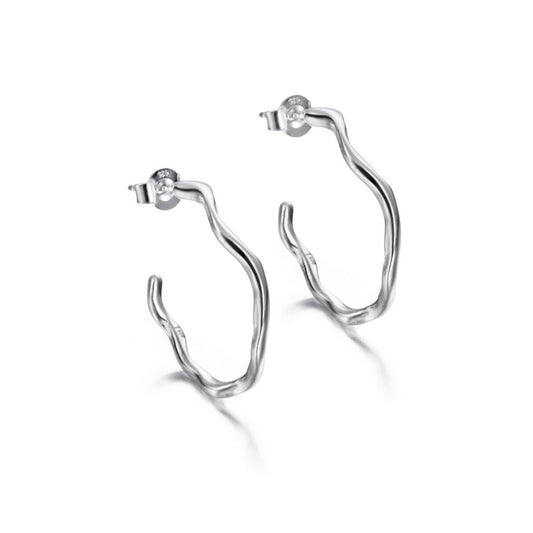 SS Irregular Half Hoop Earring PE129-1205