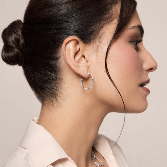 SS Irregular Half Hoop Earring PE129-1205